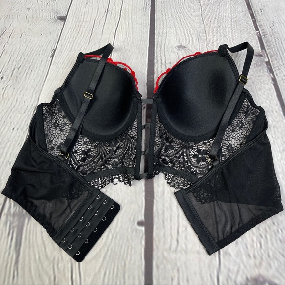 Black lace red hearts wired bralette - Picture 7 of 13